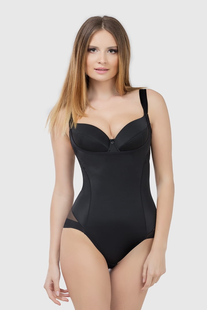 Body wyszczuplające z siatką Etienne, czarne