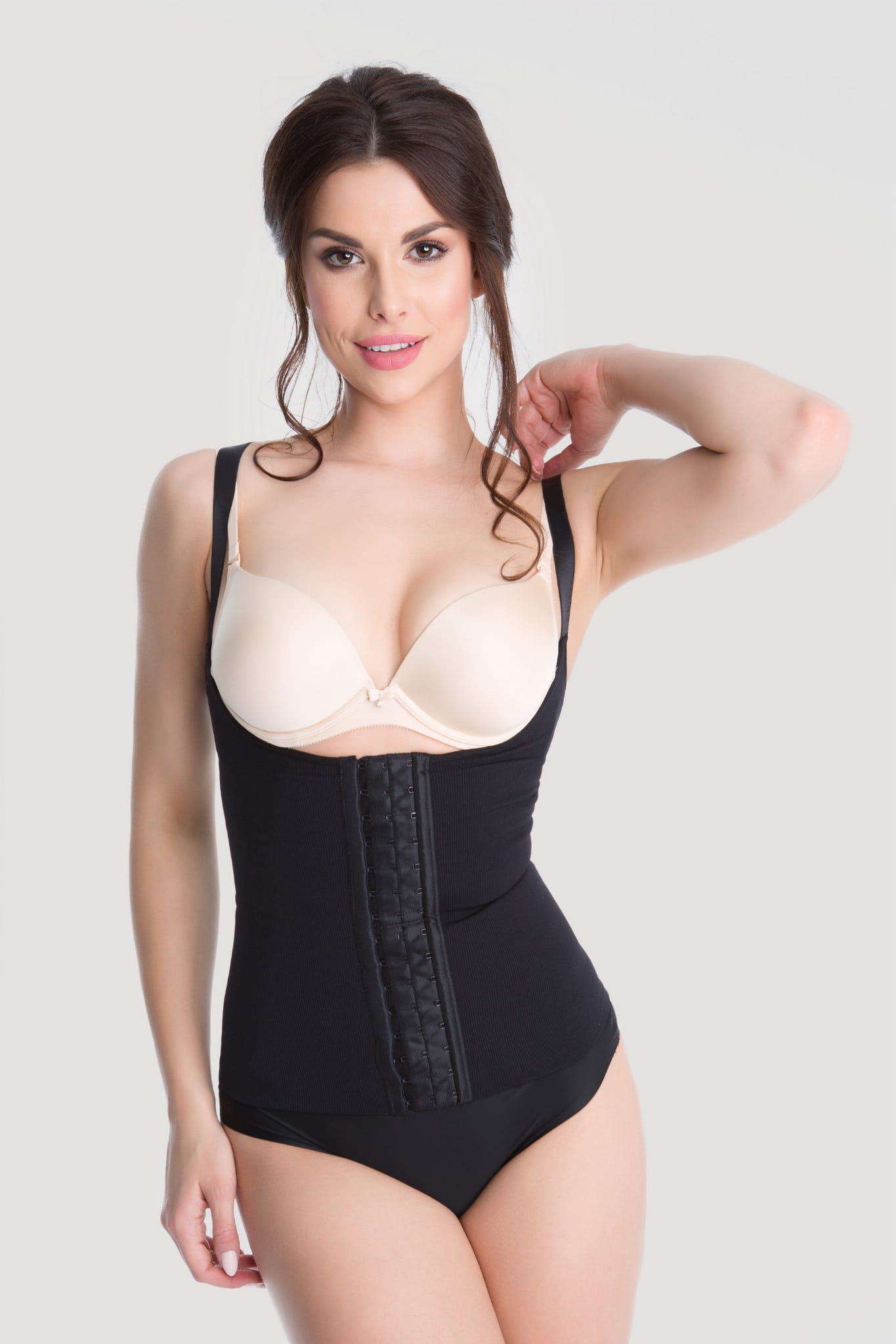 Gorset na ramiączkach silnie modelujący i wyszczuplający talię  (50322), czarny